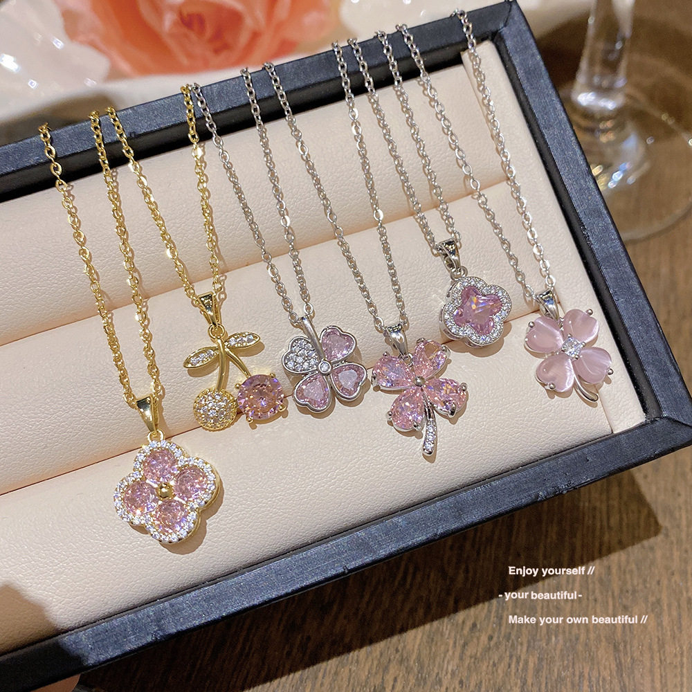 2025新款满钻花朵钛钢锁骨链