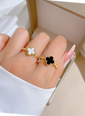 轻奢小众四叶草开口可调女戒