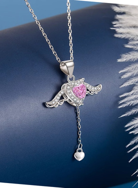 轻奢小众丘比特之心翅膀精致项链