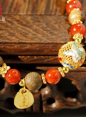 武当山直发武当玄岳 乘云直上双圈沉香南红手串