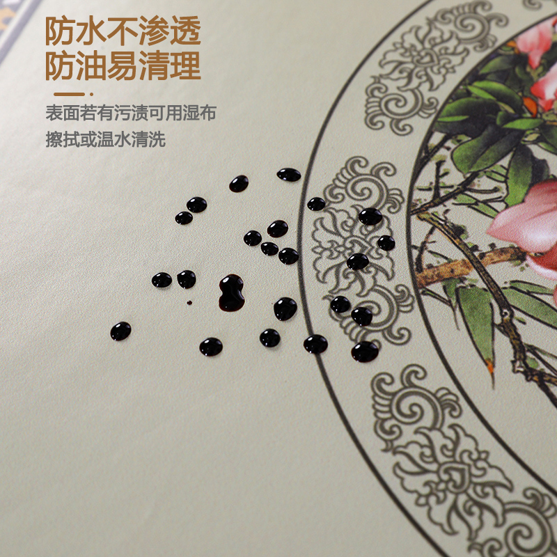 中式餐桌桌布轻奢高级感烤火桌防水皮罩长方形电炉茶几桌布罩免洗