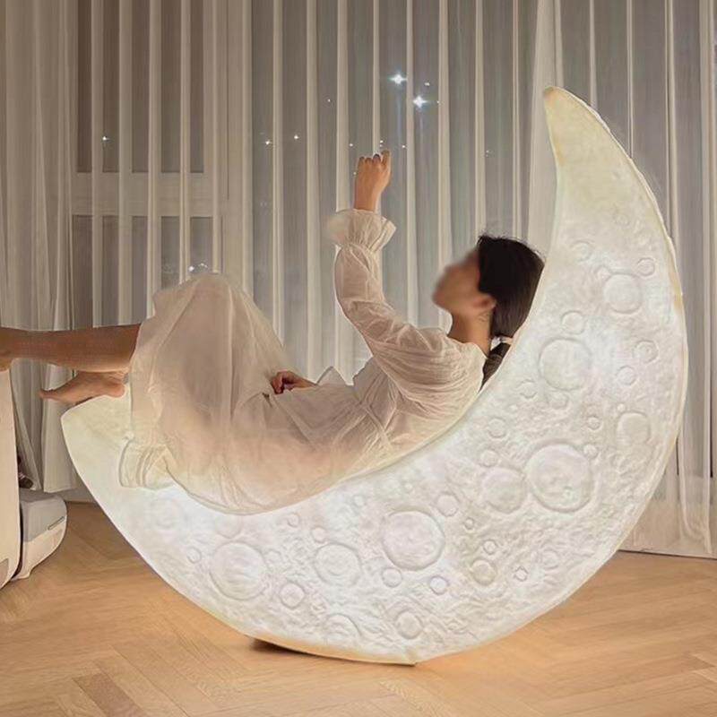 led月亮灯躺椅七彩遥控充电网红同款灯具发光落地月亮灯摇椅