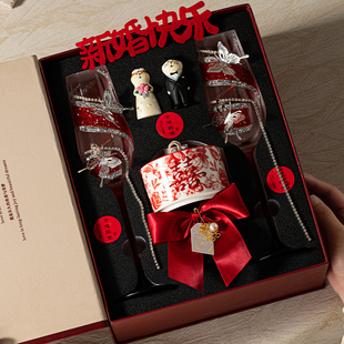 香薰蜡烛礼盒婚礼香槟杯新婚礼物轻奢高档敬酒杯高脚杯酒杯送新人