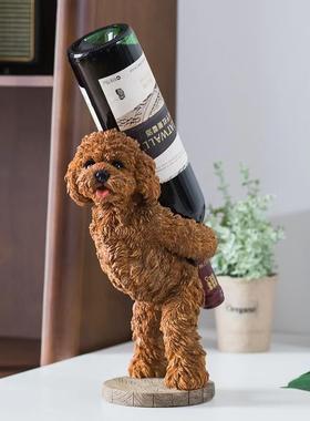 欧式酒架创意家用放葡萄酒架家居装饰品客厅吧台摆件可爱狗红酒架