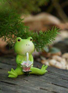 创意可爱青蛙摆件解压公仔情绪稳定庭院阳台花盆造景微景观装饰品