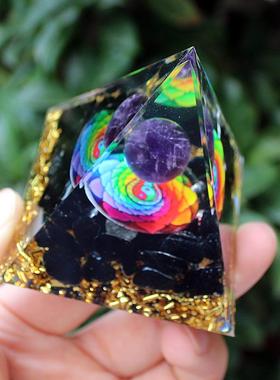 工厂新品紫水晶球水晶碎石金字塔树脂手工艺品卧室装饰摆件礼物