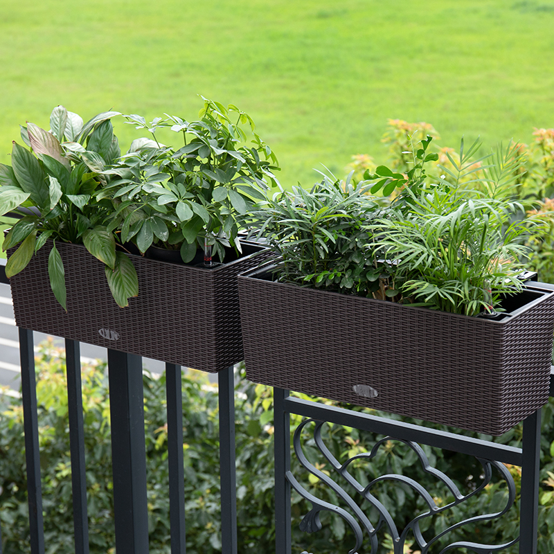 阳台布置露台花园装饰栏杆挂花盆带架子长方形花槽悬挂式围栏挂架