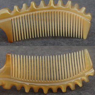 天然白牦牛角梳子密细齿护养发梳防静电粗大宽齿烫发梳子长厘米