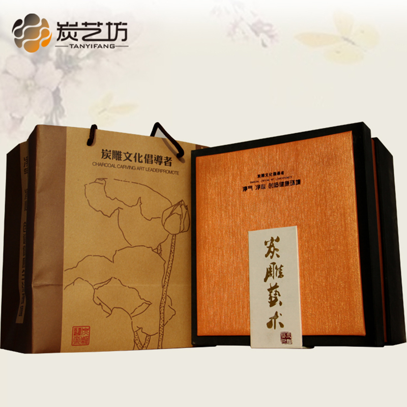 实用复古创意家居活性炭雕工艺品笔筒办公室桌面装饰摆件商务礼品