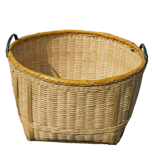 大箩筐挑夫筐农家喜事手工竹编 大号 特大 商场展示筐带盖放置筐