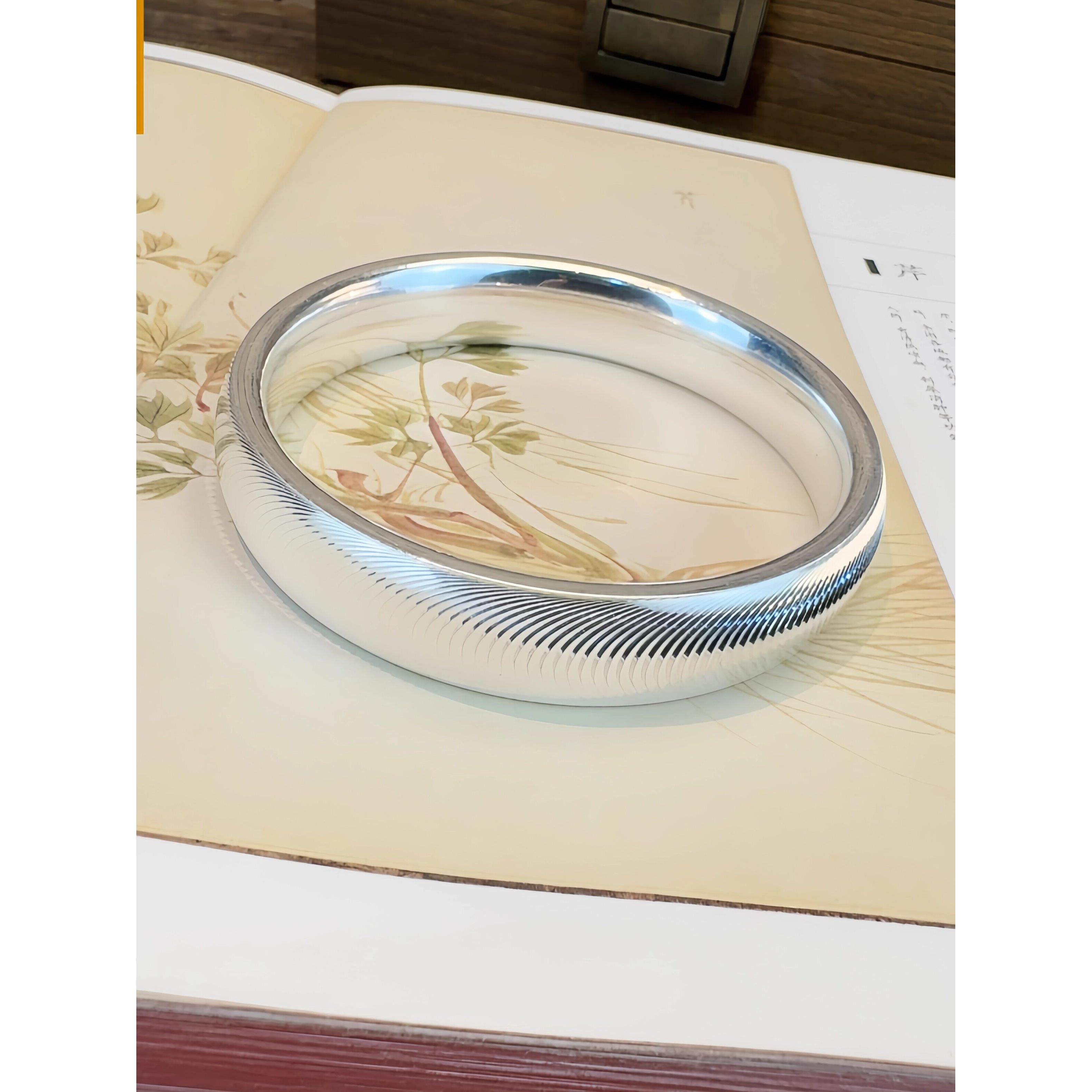 雪银坊 足银9猫眼宽面银手镯新中式拉丝素圈闭口轮胎镯女送礼,饰品/流行首饰/时尚饰品新,银饰手镯,淘宝优惠券,粉丝福利购,淘宝优惠卷