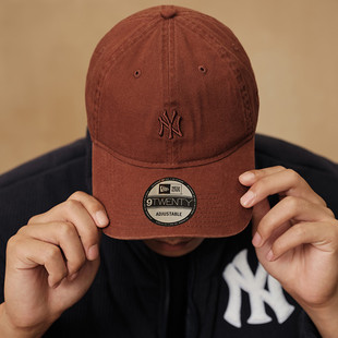 New Era棒球帽正品美国棒球帽复古红色帽子水洗棒球休闲弯檐夏季