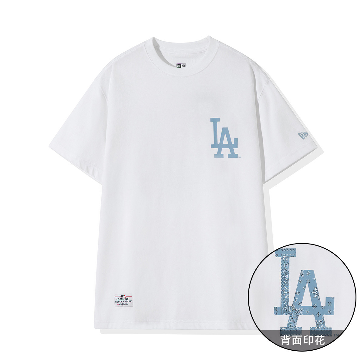 NewEra纽亦华运动针织短袖T恤透气男女休闲MLB印花白色13086599