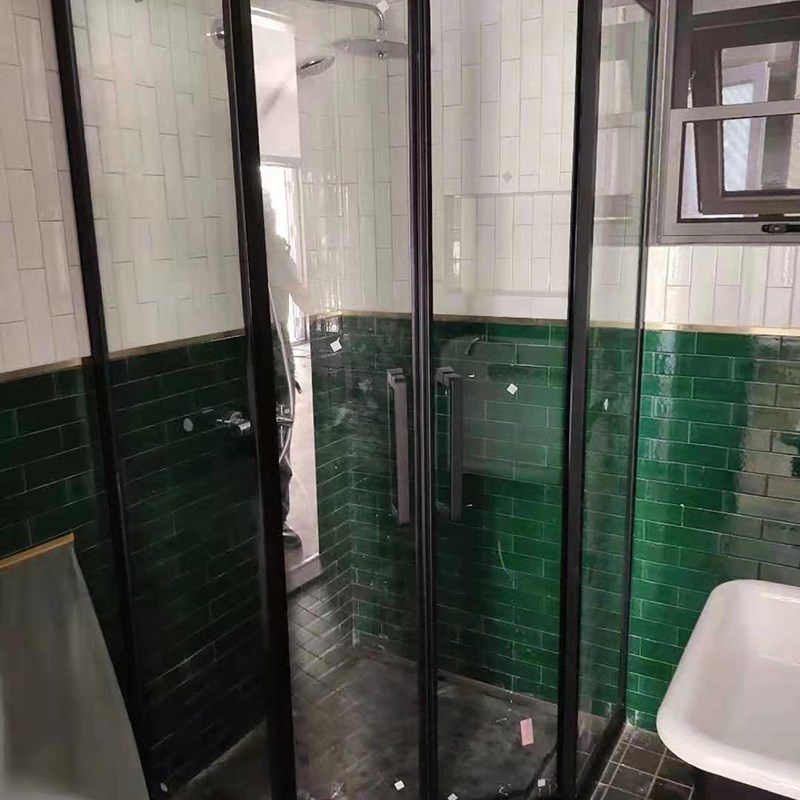 重庆浴室隔断滑门侧移门不锈钢铝合金一字型屏风淋浴房干湿分离