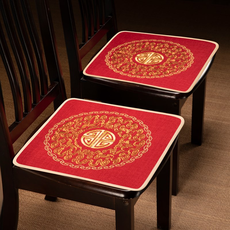 圈椅茶椅座垫红木椅子薄垫中式餐桌椅垫凳垫棉麻防滑坐垫尺寸定制