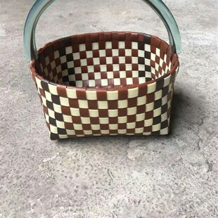 买菜篮子鸡蛋篮水果针线宠物野餐篮塑料纯手工编织筐环保美观