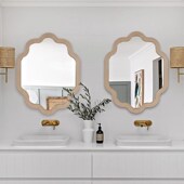 异形带灯浴室镜欧式 壁挂梳妆镜复古防雾镜子墙面装 饰镜