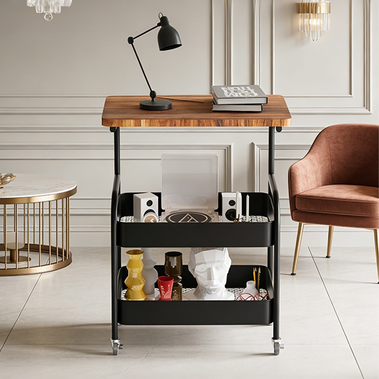 可移动小推车收纳办公桌置物架