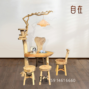 香樟木茶台茶桌实木原生态根雕茶几家用阳台小茶桌米