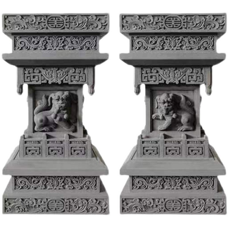 仿古砖雕中式墀头 马头狮子蹲 青砖浮雕庭院兽头挂件门楼装饰门头