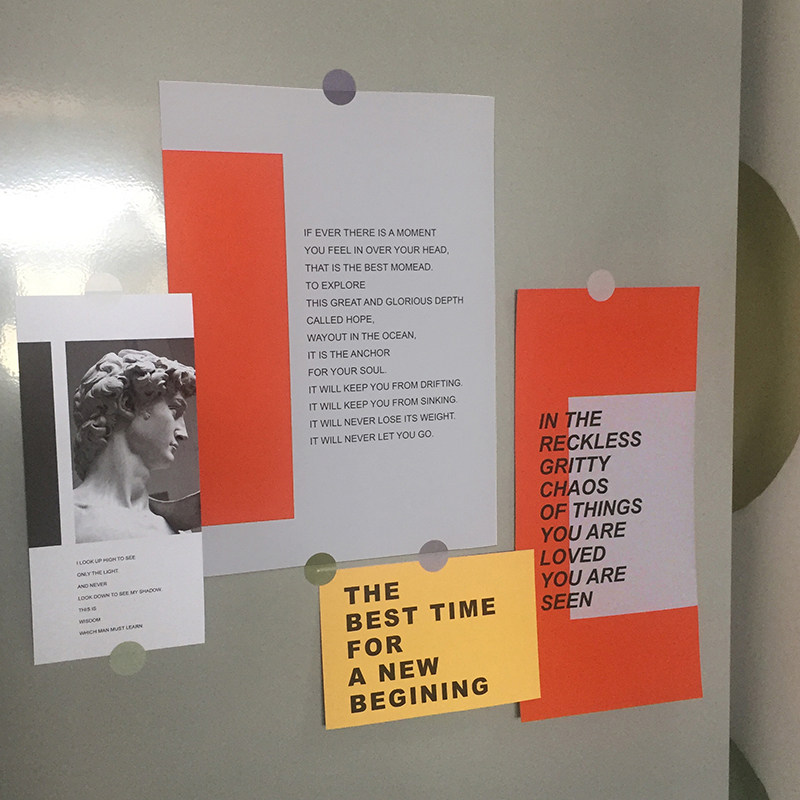 Onge 橙色灰色石膏 撞色装饰画卡片 in英文墙贴小海报张