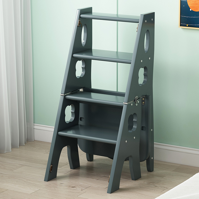 家用多功能梯子折叠室内安全加厚梯子凳两用梯子椅实木楼梯登高梯