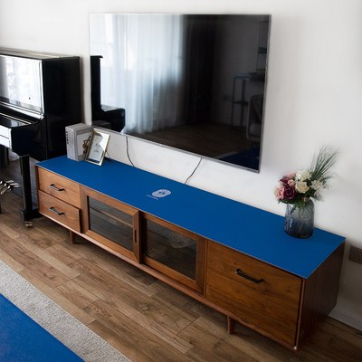 皮革电视柜垫新款莱因蓝防水防尘防污免洗餐桌盖台布定制