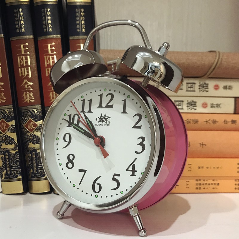 铜机芯 大双铃老式机械闹钟发条双铃学生上弦复古怀旧家居装饰