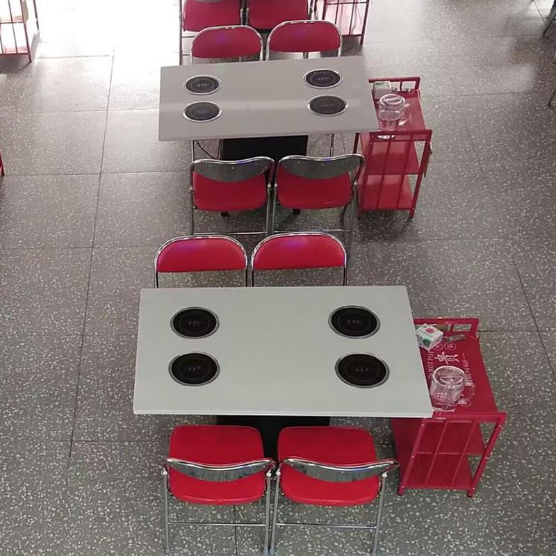 大理石岩板电磁炉一体火锅店桌椅一人一锅自助小火锅桌子商用