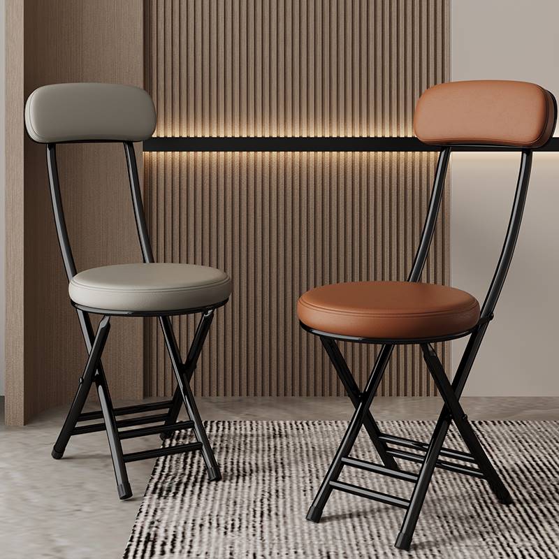 折叠椅靠背家用餐椅便携大学生宿舍椅子阳台休闲折凳省空间圆