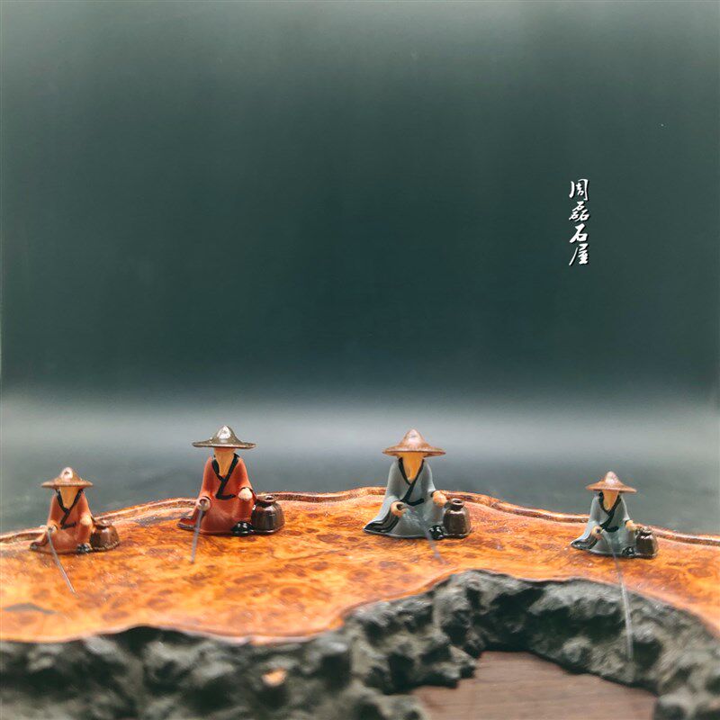 精品树脂古人物渔翁奇石山水盆景假山沙盘枯山水微景造景装饰