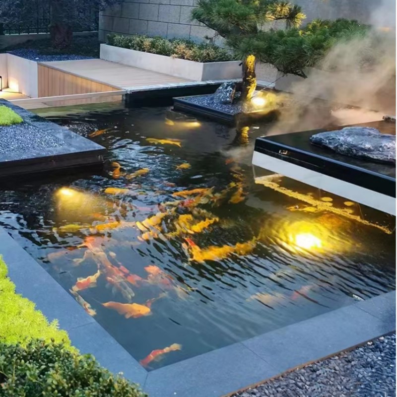 鱼池灯冰蓝光DC2V超薄锦鲤水池灯景观灯免打孔壁挂安装水下灯