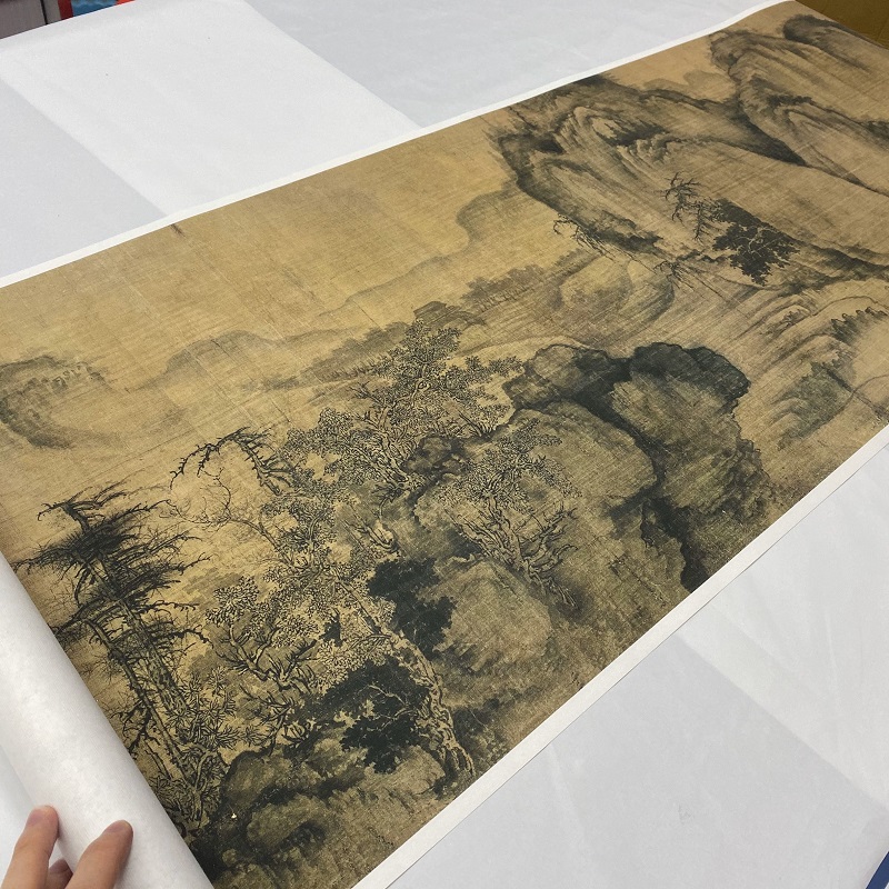 1:1宋王诜溪山秋霁图山水长卷国画艺术微喷古代名画复制品装饰画