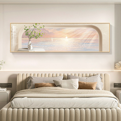 奶油风绿植光影卧室装饰画高级感卧风床头挂画客厅墙面壁画