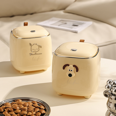 奶油风垃圾桶桌面小号可爱迷你办C公室家用卧室床边小纸篓带盖按