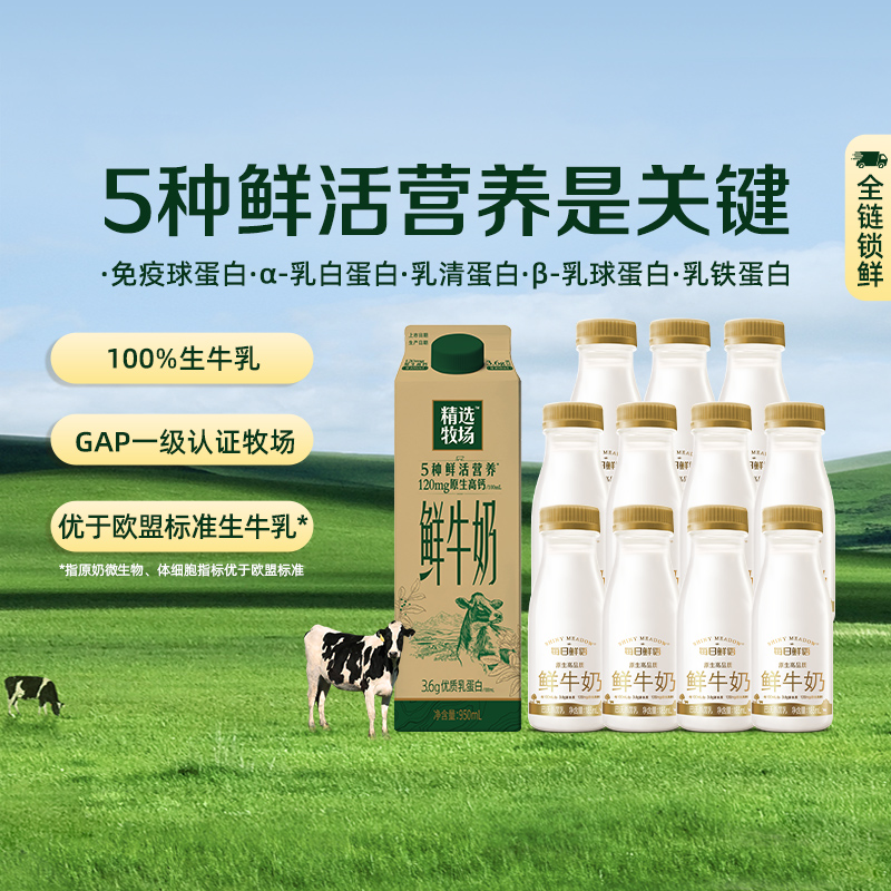 蒙牛精选牧场950ml鲜牛奶组合装