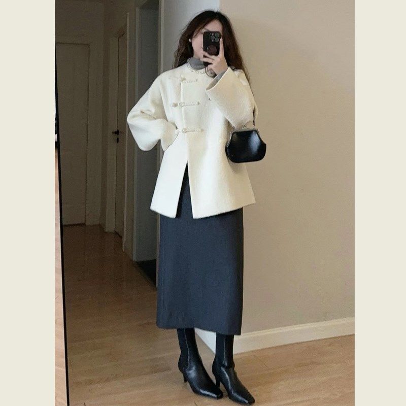 新中式国风白色盘扣毛呢外套女秋冬复古高级感小个子呢子大衣,女装/女士精品,毛呢外套,淘宝优惠券,粉丝福利购,淘宝优惠卷