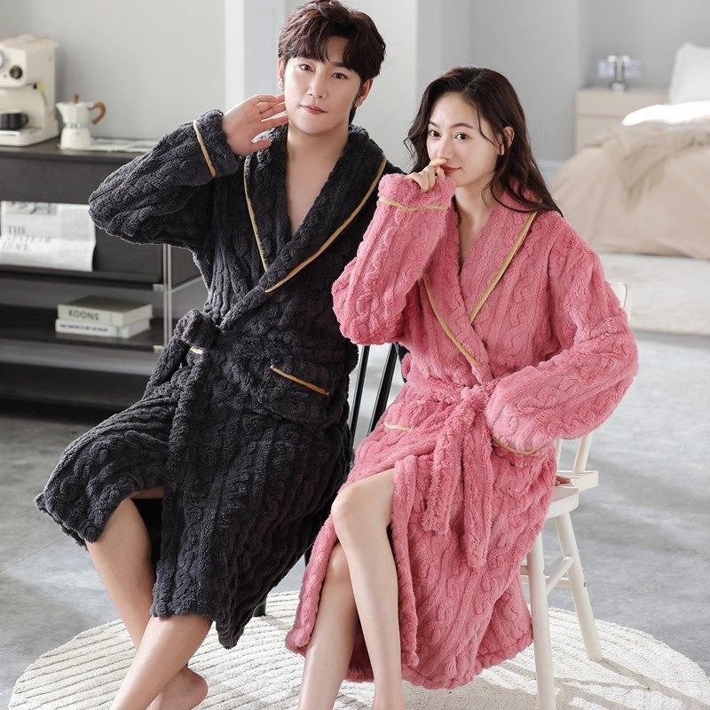 新款珊瑚绒睡袍2024秋冬男女情侣睡衣春秋法兰绒浴袍加厚加绒晨袍,女士内衣/男士内衣/家居服,睡袍/浴袍,淘宝优惠券,粉丝福利购,淘宝优惠卷