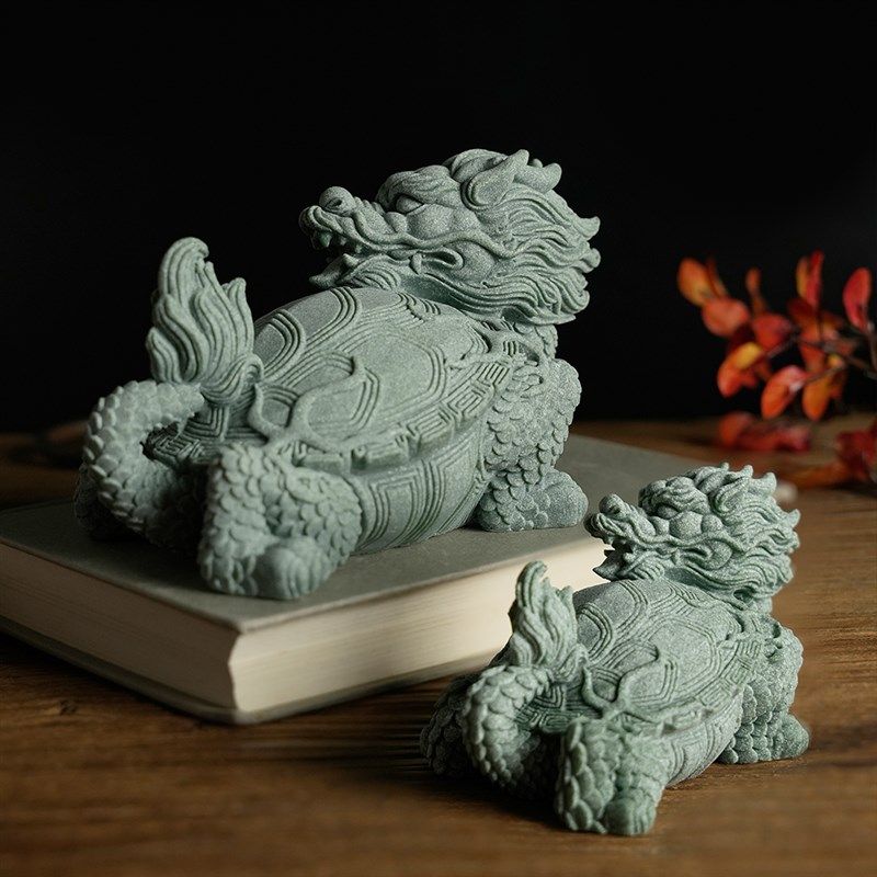 中式招财龙龟鱼缸沉底造景装饰品创意青砂石书房桌面瑞兽玄武摆件,家居饰品,装饰摆件,淘宝优惠券,粉丝福利购,淘宝优惠卷