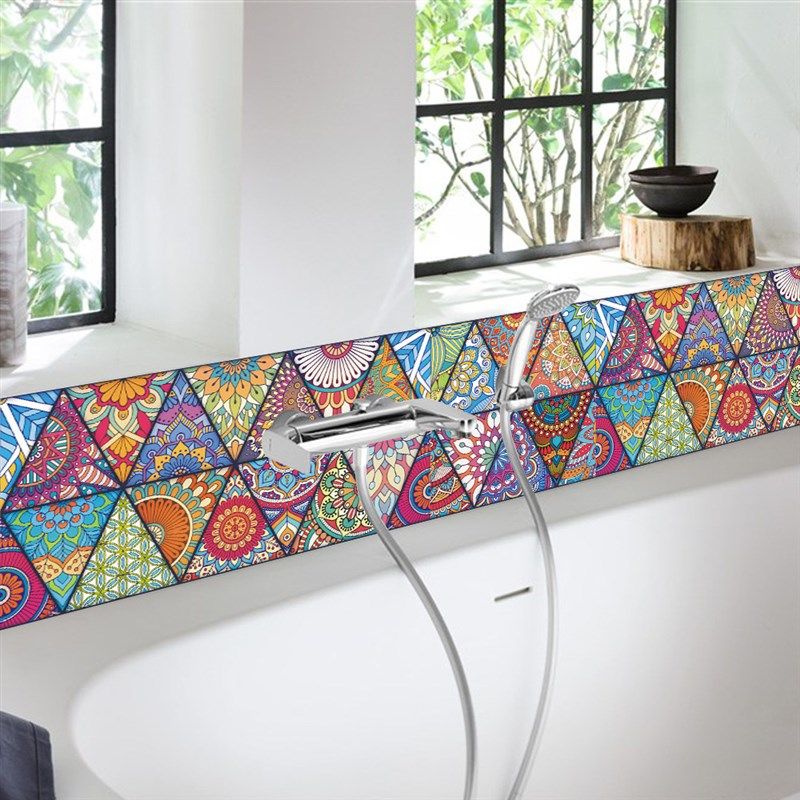 墙贴挡小窟窿新款复古花纹瓷砖贴卧室客厅壁纸小图案装饰画可移除