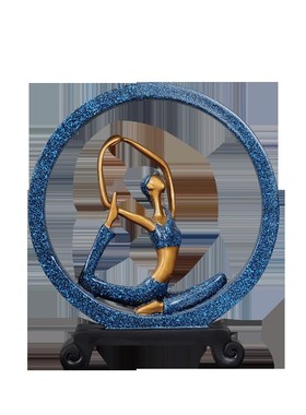 欧美式创意简约瑜伽摆件工艺品禅意瑜伽小人物酒柜客厅电视柜摆件