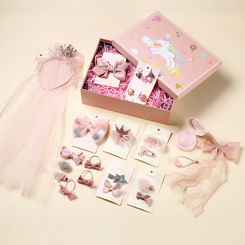 儿童发饰套装礼盒粉色高端宝宝头饰公主小女孩生日礼物发夹首饰盒,童装/婴儿装/亲子装,发饰,淘宝优惠券,粉丝福利购,淘宝优惠卷