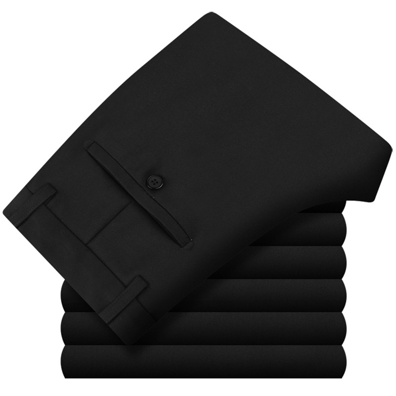 秋冬季西裤男加绒加厚商务男裤修身弹力休闲裤男士厚款直筒西装裤