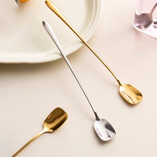 精致咖啡勺不锈钢长柄甜品勺冰淇淋勺蜂蜜搅拌勺个人专用小勺子