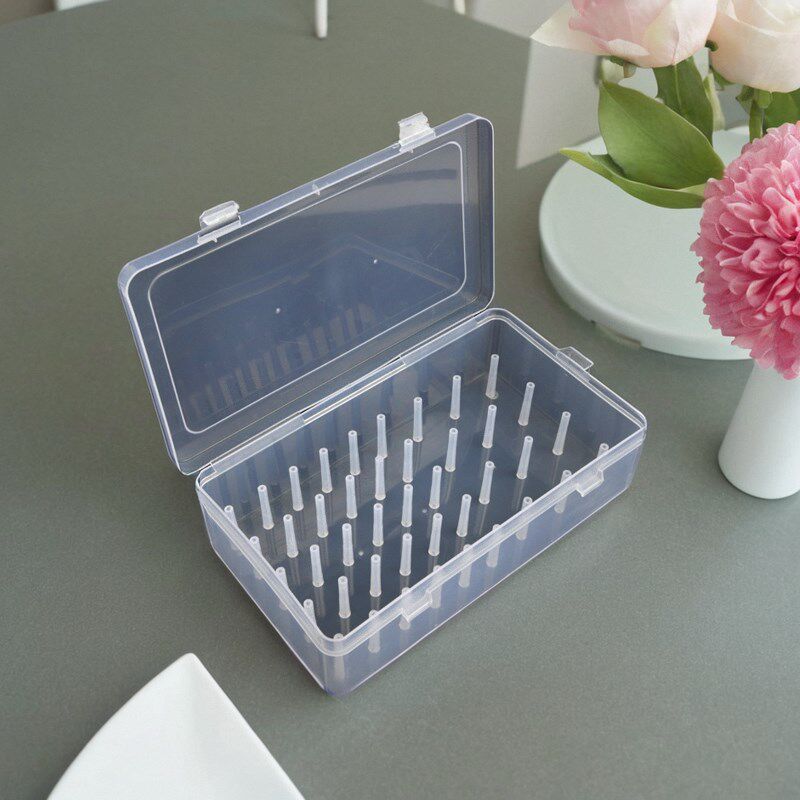 42轴柱塑料针线盒小型便携式手工缝补翻盖装线盒透明多功能收纳盒