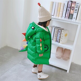 齐跃宝宝羽绒服冬季男女童1-3岁小恐龙中长款小童2加厚保暖外套潮
