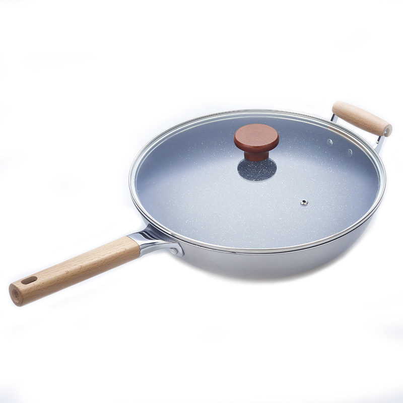 凹面电磁炉专用锅凹型灶凹式炒锅麦饭石不粘锅炒菜锅家用圆底锅