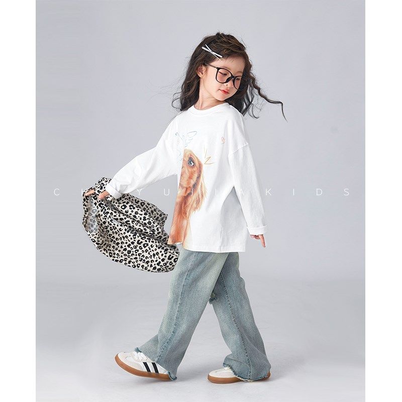 初羽家童装春季裤子2025新款女童直筒长裤儿童宽松复古做旧牛仔裤,童装/婴儿装/亲子装,儿童牛仔裤,淘宝优惠券,粉丝福利购,淘宝优惠卷