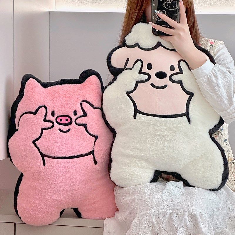 比耶抱枕女生睡觉专用五花粉猪公仔沙发客厅毛绒小狗玩偶靠垫汽车