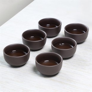 功夫茶具茶盏主人杯品茗杯小茶碗单杯6只装 原矿宜兴朱泥紫砂茶杯
